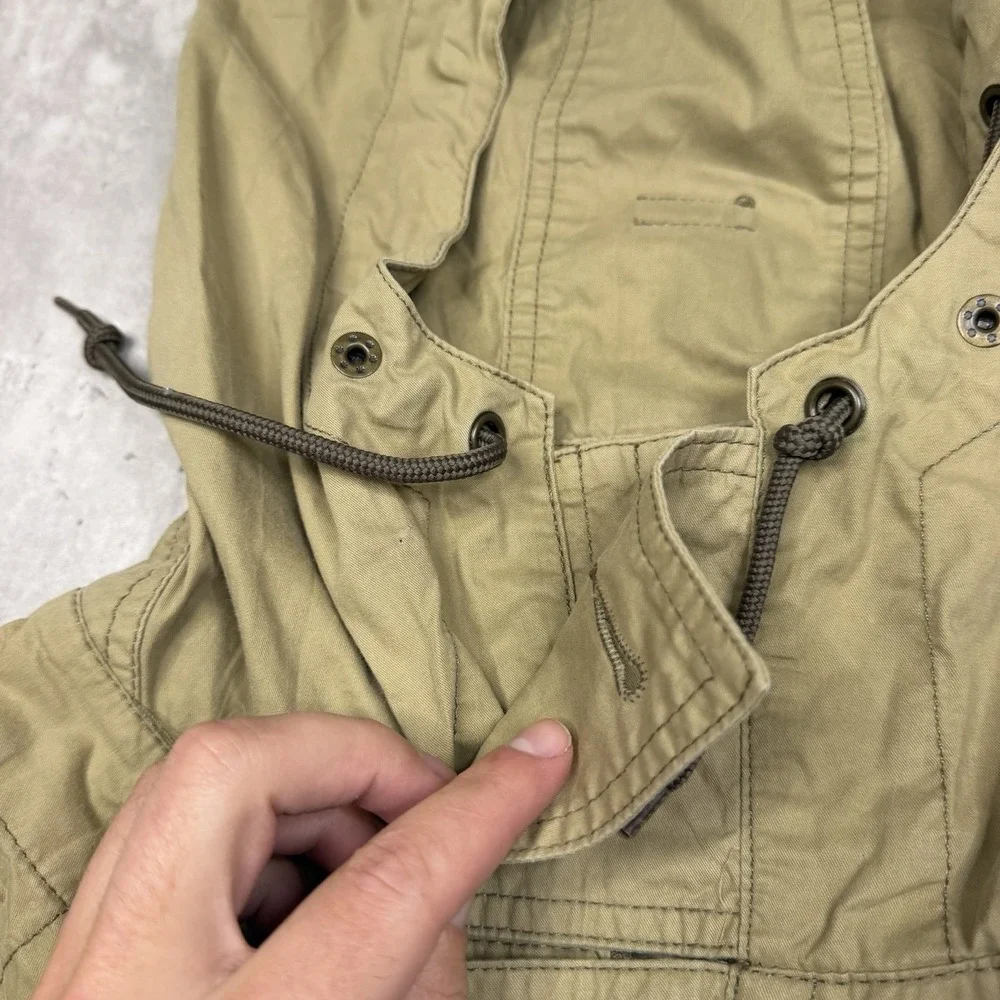Vintage Banana Republic Safari Travel Parka Jacket Zip Hood Mens L 80's Zip Up